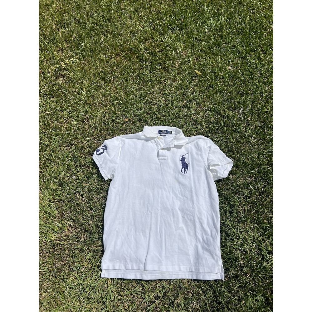 Polo Ralph Lauren Custom Fit Short Sleeve Polo Shirt White w/ Big Pony! SZ L
